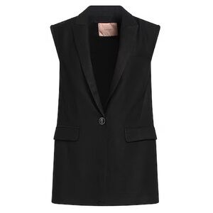 Twinset Tailored Blazer Notch Collar Sleeveless Vest Waistcoat Black Size 38 / 2